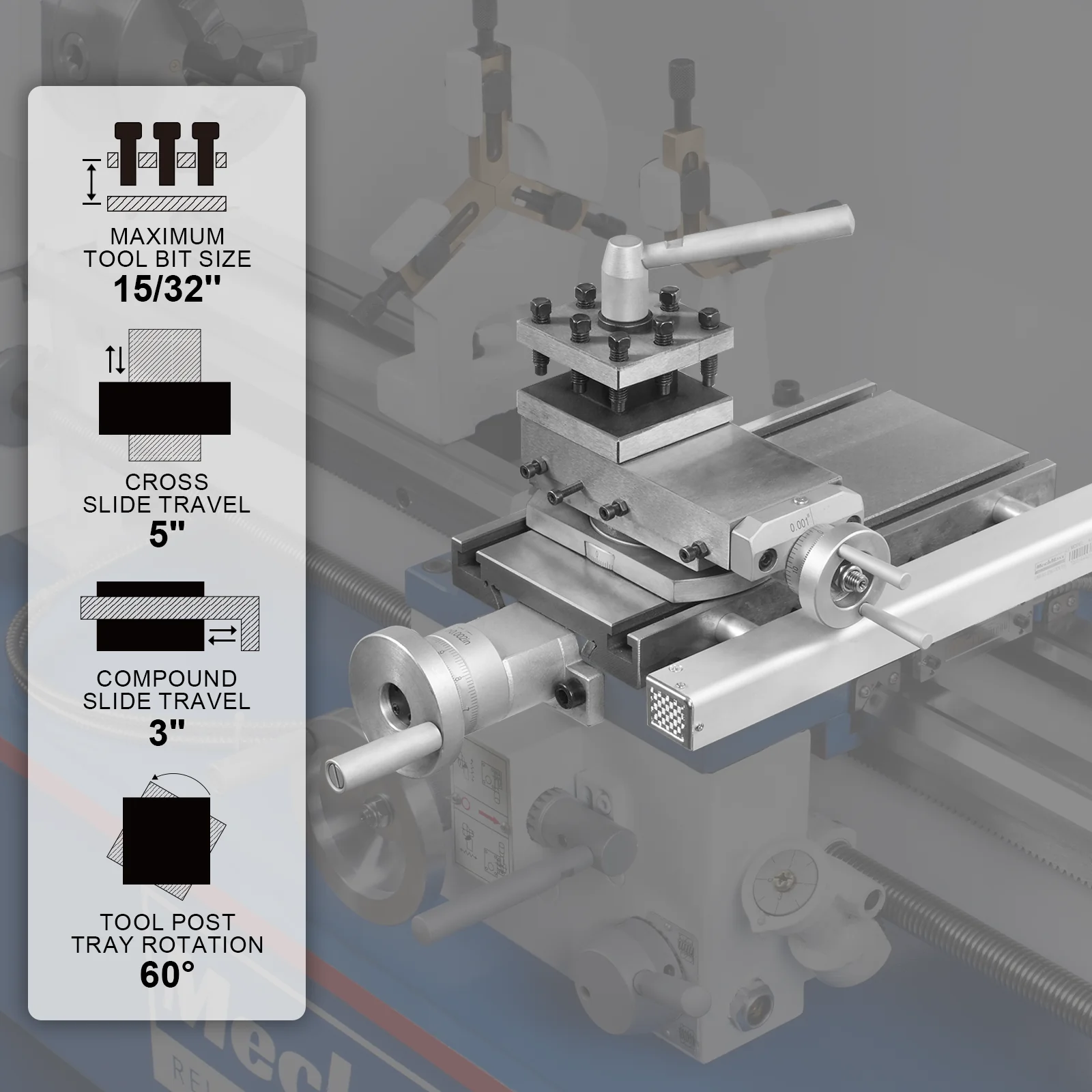 1.5 HP 10'' x 30'' Combination Lathe Milling Drilling Machine, 1.5'' Spindle Bore, 0-2000 RPM Variable Speed, High Precision Benchtop Lathe for Metalworking – Without Stand 1030VC - Image 4