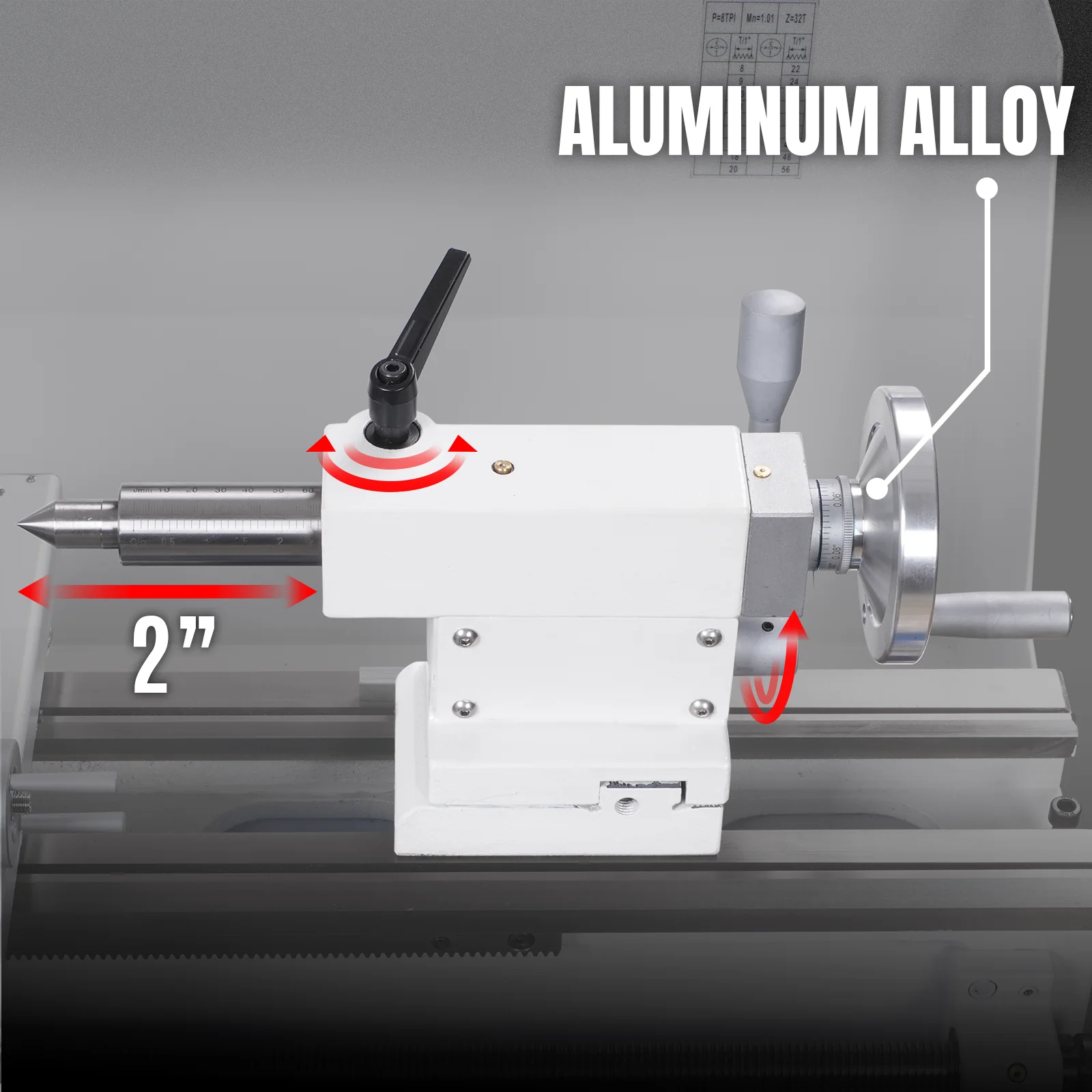 1.5‘’ Spindle Bore Metal Lathe Machine 10'' x 30'' High Precision Brushless Motor Benchtop 0-2000 RPM  Variable Speed Metal Working Machine 1.5HP Small Lathe without Stand 1030V - Image 8