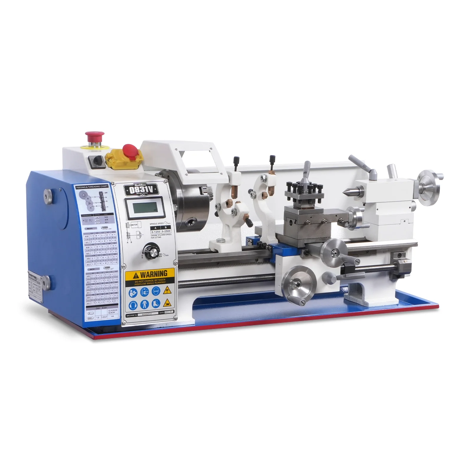 1.5‘’ Spindle Bore Metal Lathe Machine 8'' x 16'' High Precision Brushless Motor Mini 1.5HP Benchtop 0-2500 RPM Variable Speed Metal Working Machine 1.5‘’ Spindle Bore Small Lathe without Stand 0831V - Image 15