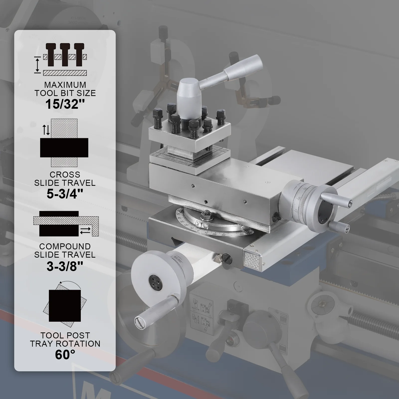 2 HP 11'' x 30'' Combination Lathe Milling Drilling Machine Brushless Motor, 1.5'' Spindle Bore, 0-2000 RPM Variable Speed, High Precision Benchtop Lathe for Metalworking – Without Stand 1130VC - Image 10