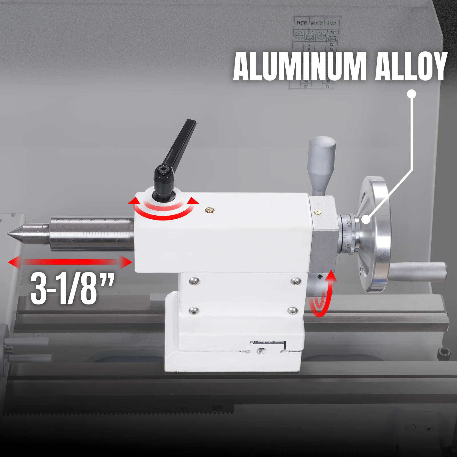 2 HP 11'' x 30'' Combination Lathe Milling Drilling Machine Brushless Motor, 1.5'' Spindle Bore, 0-2000 RPM Variable Speed, High Precision Benchtop Lathe for Metalworking – Without Stand 1130VC - Image 14