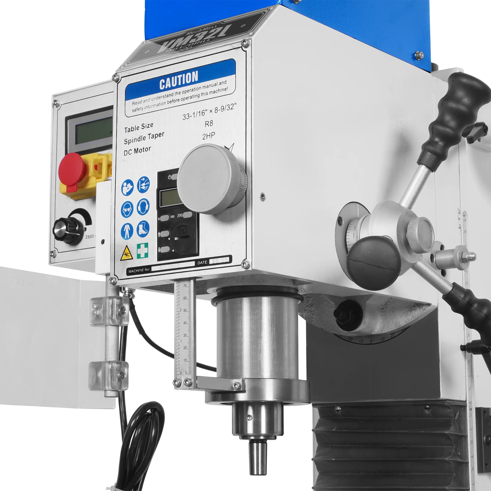 8-1/4"x33'' Industrial Benchtop Mill Drill Machine Brushless Motor, Variable Speed, R8 Spindle, 2 HP, 110V, Compact Milling Drilling Tool for Garage Shop, DIY Metalworking without Stand VM32L - Image 12
