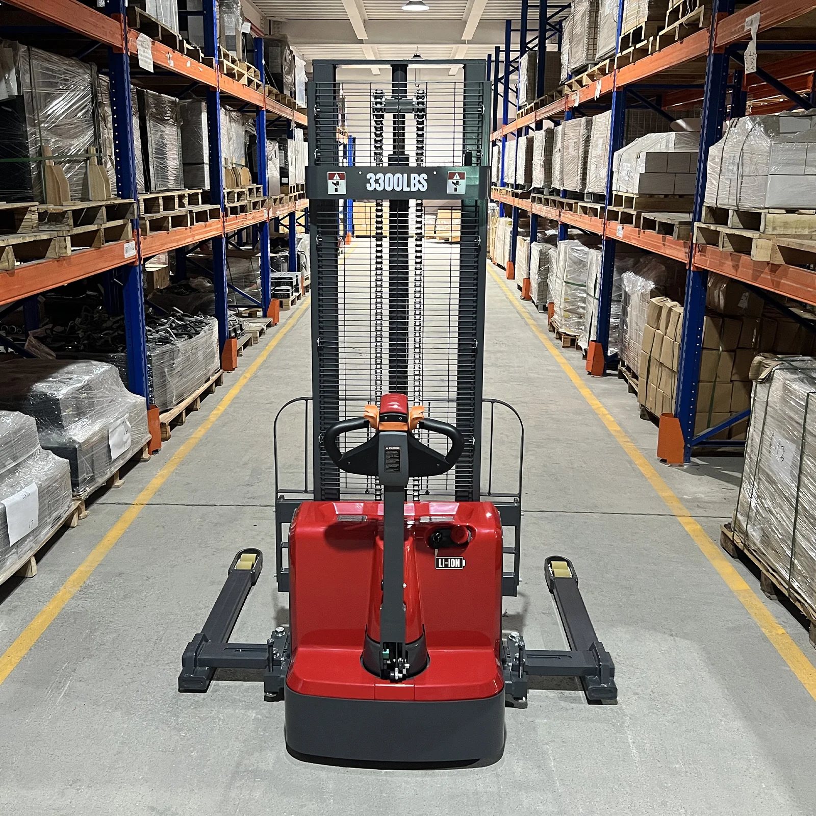 3300lbs Lithium-ion Electric Straddle Stacker,  98" Lift,  Adjustable Legs & Forks,  F33-98S - Image 3