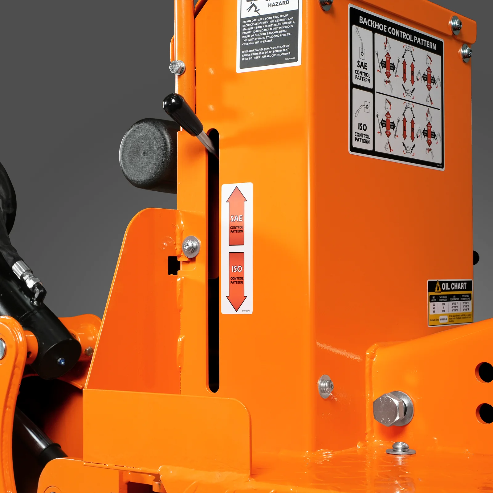 8' Tractor Backhoe Attachment with Hydraulic Thumb,  15" Bucket,  ISO/SAE Switchable Controls,  Self-Contained Hydraulic System,  3 Point Hitch Cat.1 & 2,  20-100 HP,  BH760H - Image 9